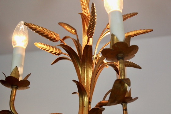 Lampadario a Spighe di Grano di Hans Kögl, Metallo, Dorato, Hollywood Regency (foto 8 di 8)