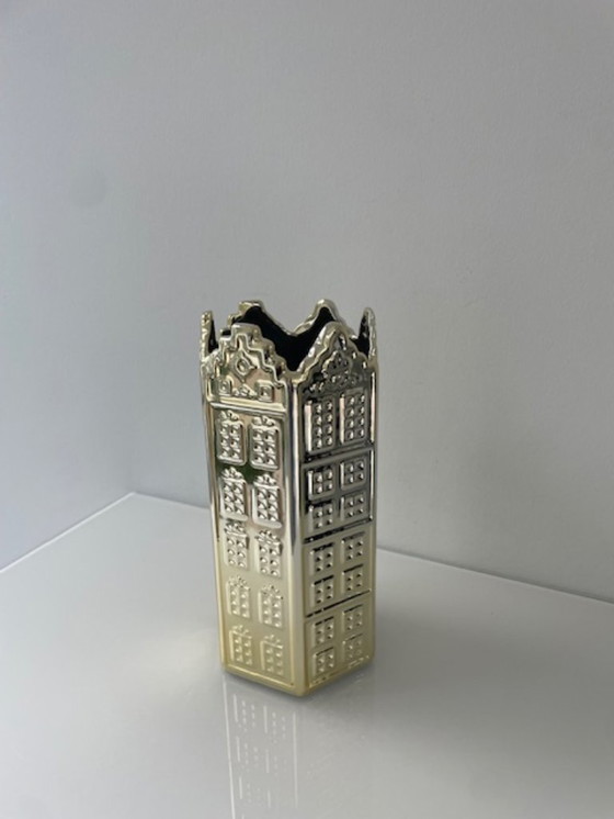 Image 1 of Architectural design vase with Amsterdam canal facades