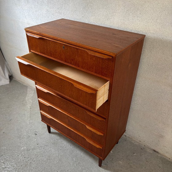Image 1 of Danish Teak Chest of Drawers with 6 Drawers — Vintage