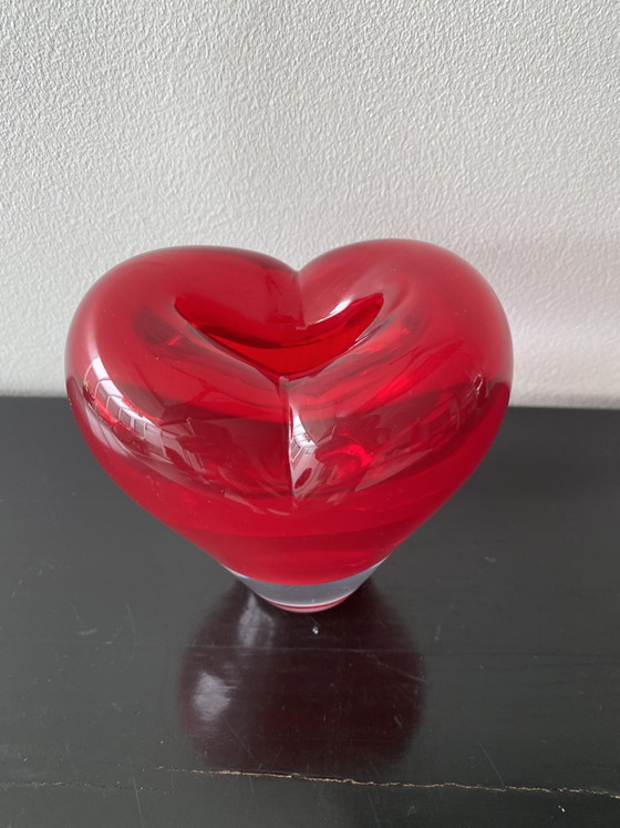 Image 1 of Vintage Murano Red Heart Vase attributed to Salviati Cuoricino Model