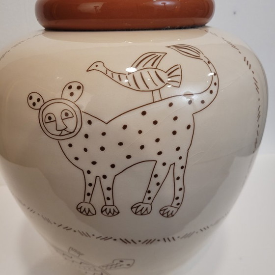 Image 1 of Vase design animals, ceramic, 80's - France