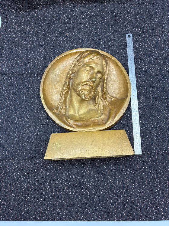 Medallion-shaped sculpture – Bronze Christ, signed Susse Frères Publishers, Paris (photo 6 of 6)