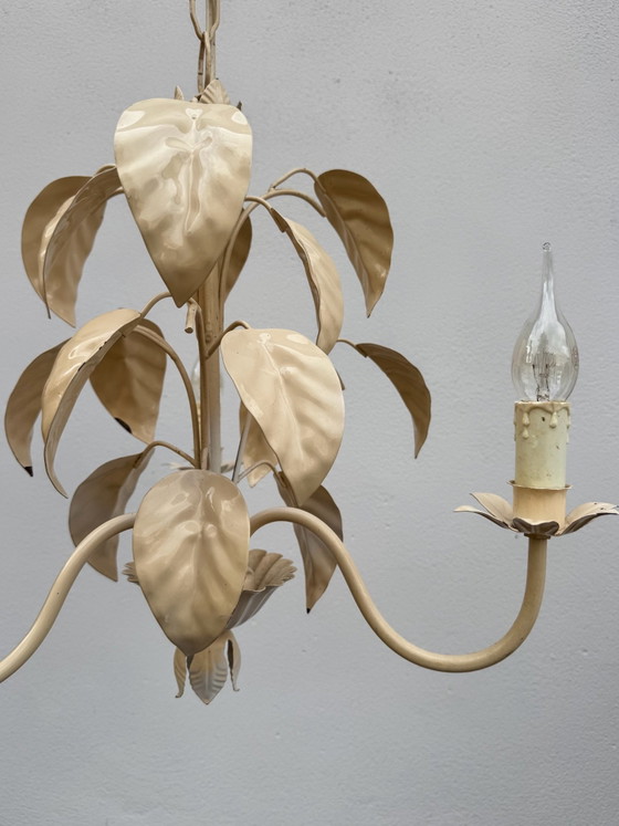 Lampadario stile fiorentino anni '70 con foglie di tabacco – Metallo (photo 14 of 14)