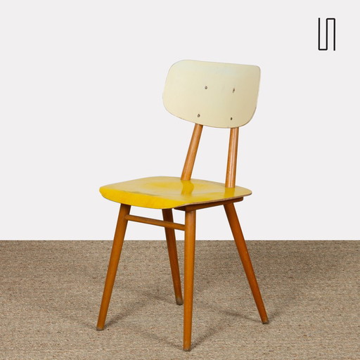 Vintage Wooden Chair Produced By Ton, 1960