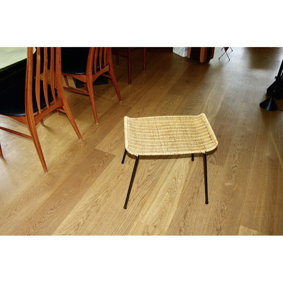 Image 1 of Basket stool in steel and wicker by Franco Legler