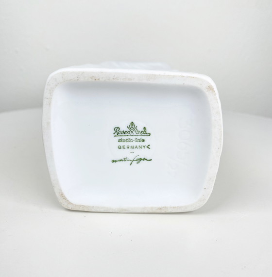 Image 1 of Vintage wit keramische Rosenthal vaas van Martin Freyer - Duits Modern Mid Century Stijl Decor & Aardewerk Vazen