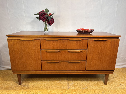  Mid-Century Retro Vintage Teak Sideboard by JS Sakol, 1970 – Danish Design Influence, Stylish & Compact  Elevate your interior 
