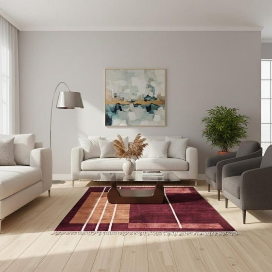 Image 1 of Tapis en laine pure tissé main traditionnelle taille 1,5/2,5 m