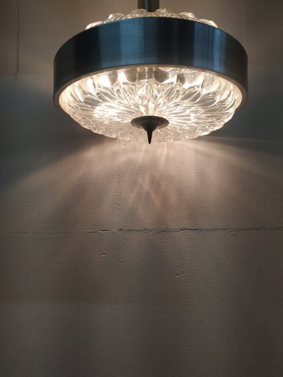 Image 1 of Lampada ad anello vintage anni '60 in stile scandinavo (UFO) con paralumi in cristallo