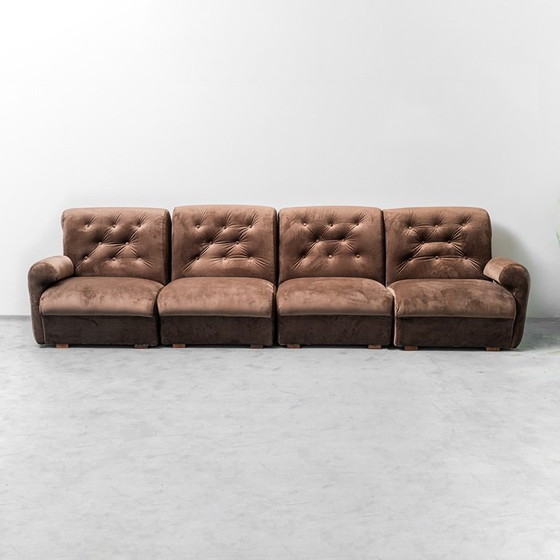Image 1 of 4 SEATER MODULAR VELVET SOFA FROM THE 70S, MODERN VINTAGE