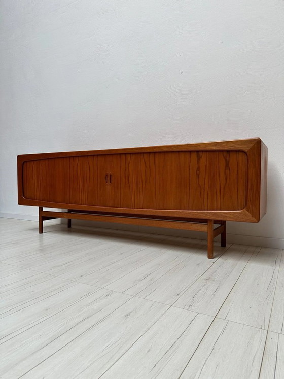 1960s Vintage Large Danish Design Teak Sideboard with Tambour Doors, OMANN JUN, Wood, Brown (photo 6 of 19)