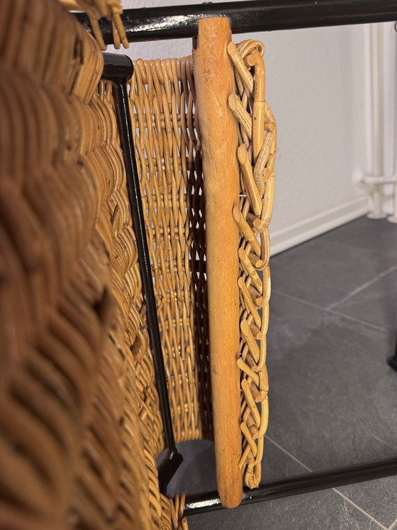 Rare Mid-Century Rattan Rocking Chair - Attributed to Alan Fuchs for ÚLUV, Czechoslovakia, 1960s – Metal (photo 7 of 13)