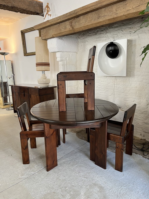 Table and 4 chairs by Silvio Coppola 1970