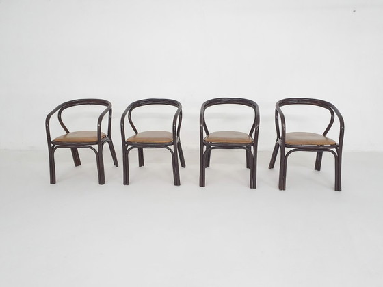 Image 1 of Ensemble de 4 chaises de salle à manger Manou avec assise en cuir, Pays-Bas, années 1970