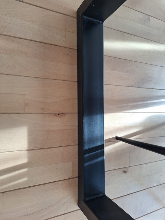 Image 1 of Eettafel Loosdrecht naturel eiken met metalen frame en vier antraciet stoelen