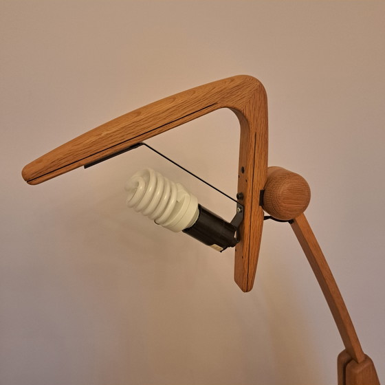 DOMUS 6703 – Zeldzame verstelbare eikenhouten vloerlamp | Vintage Duits design – Vloerlampen, Paper, Wood (photo 4 of 14)