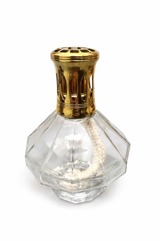 Lámpara vintage Berger Paris – Lámpara catalítica de vidrio facetado y latón (completa)