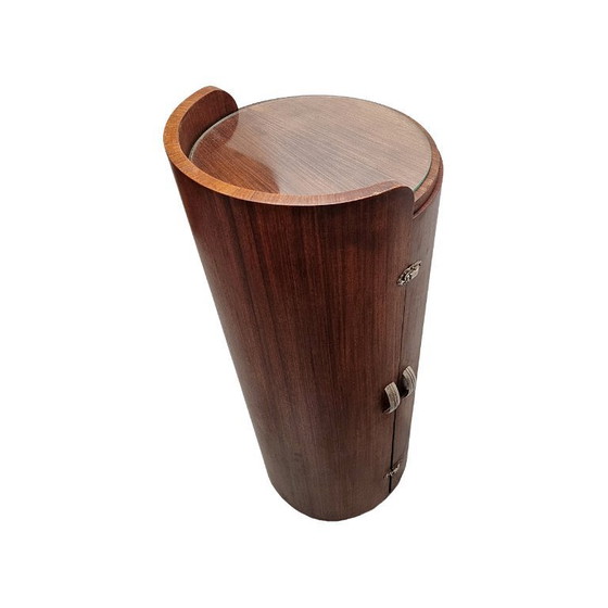 Image 1 of Mueble de bar redondo de caoba estilo Art Déco francés, circa 1930