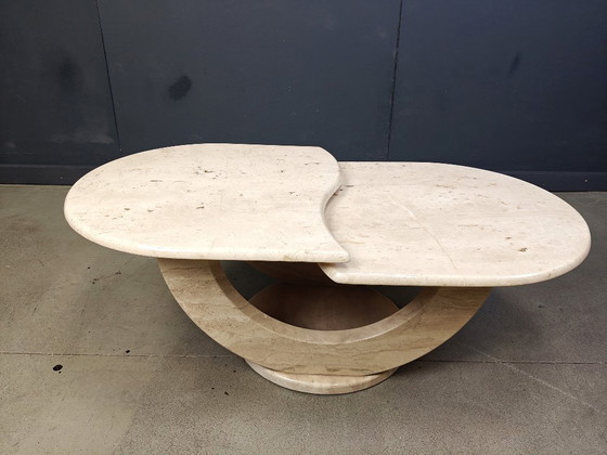 Image 1 of Table basse vintage à deux niveaux en travertin, 1970