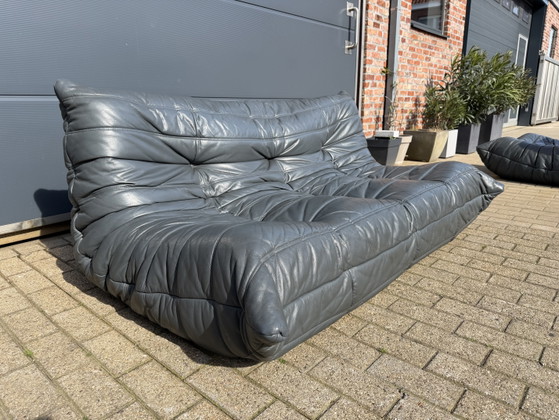 Image 1 of 100% Authentieke Ligne Roset Togo 3z Anthraciet Grijs Leder