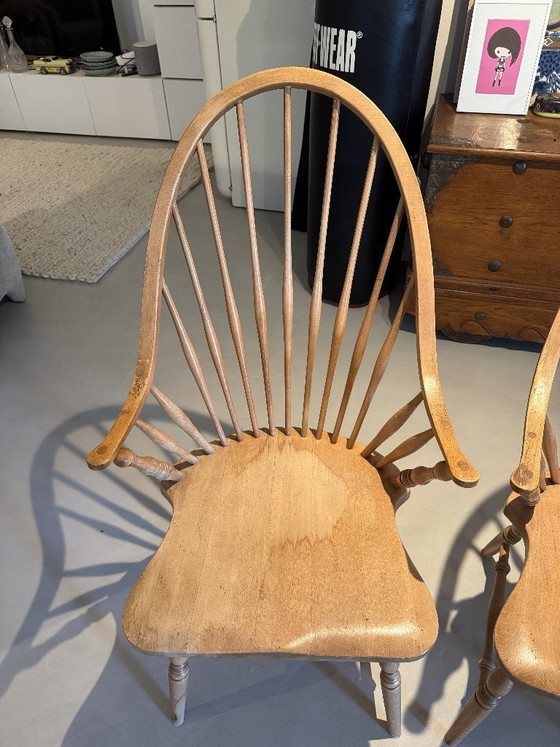 Vintage Windsor Spijlenstoelen Met Armleuning – Eetkamerstoelen, Wood (photo 4 of 5)