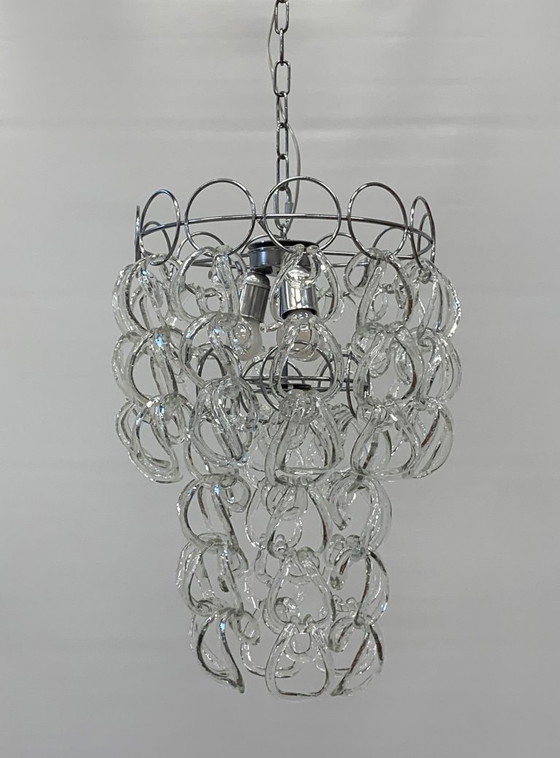 Image 1 of Gerestaureerde Murano glazen kroonluchter uit de jaren 70, toegeschreven aan het bedrijf Vistosi.