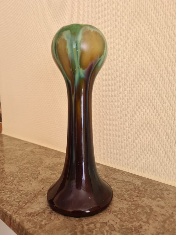 Antique Art Nouveau Vase – Made by Maes Torhout Belgium – Drip Glaze Ceramic c. 1910 – Potterie Maes Torhout (photo 4 of 5)