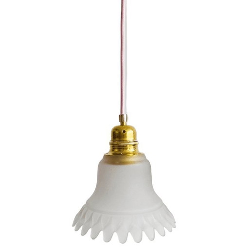 Vintage Hängelampe aus mattiertem Glas, Blumenmuster, weiß, transparent, 1960er Jahre