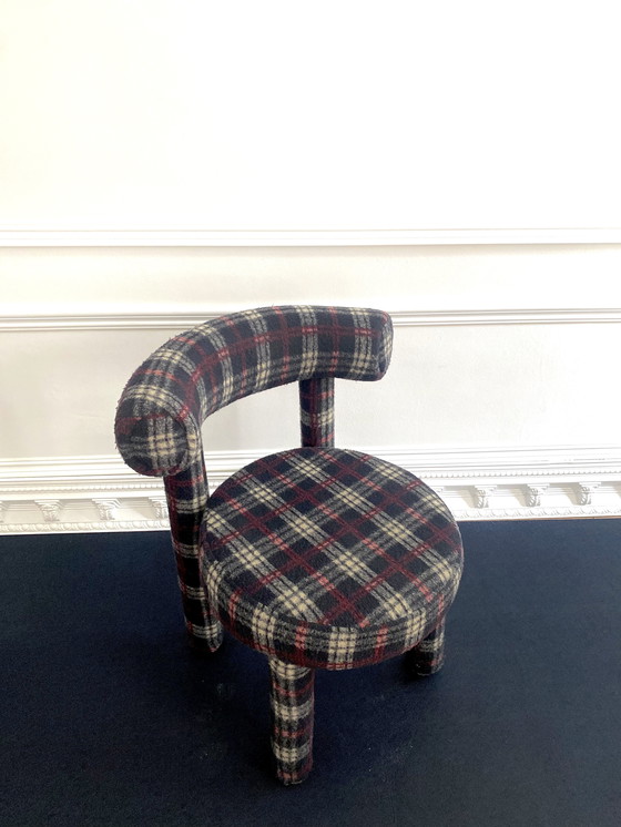 Image 1 of Modern Bauhaus Dining Chair Tartan Upholstery