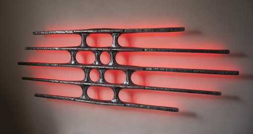 Brutalistisches hinterleuchtetes Wandkunstobjekt – wandlampen, Aluminium