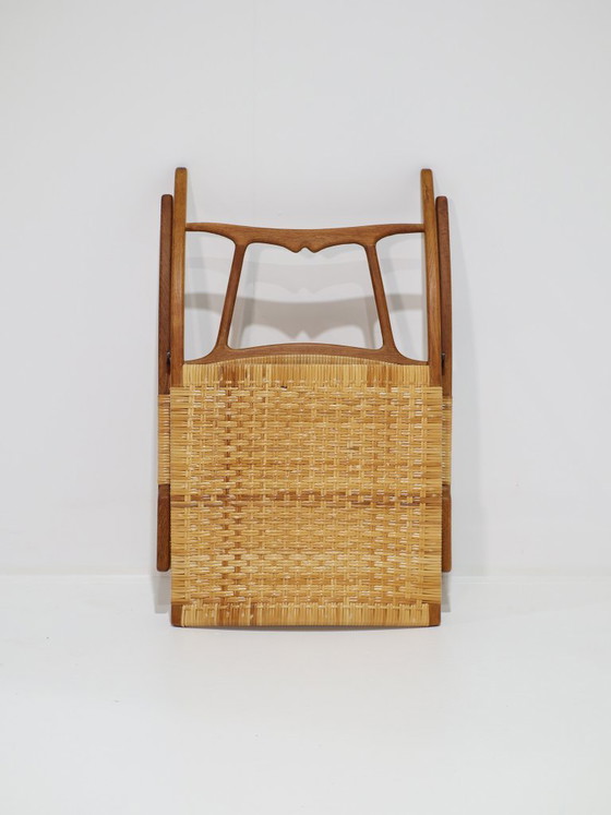 JH512 Folding Chair Hans J. Wegner oak rattan Johannes Hansen – Hans Wegner, Armchairs, Wood, Vintage (photo 2 of 19)