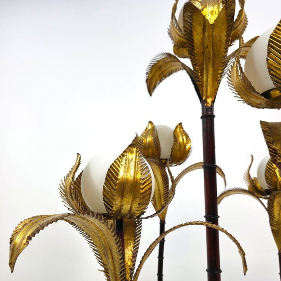 Image 1 of Hollywood Regency Lamp Florentiner Bamboe Palmboom Verguld