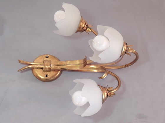 Image 1 of Vintage wandlamp (met wandarm) in Italiaanse Florentijnse stijl, gemaakt van smeedijzer.