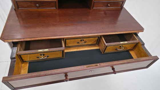 Image 1 of Antiek massief Engels mahonie staand wandbureau