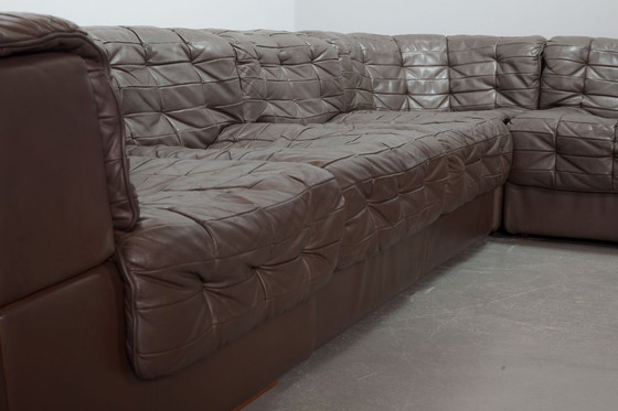 Image 1 of Excellent Mid-Century De Sede DS11 Patched Seal Brown Leather Modular Sofa, 6 Elements. Germany, 1970s.