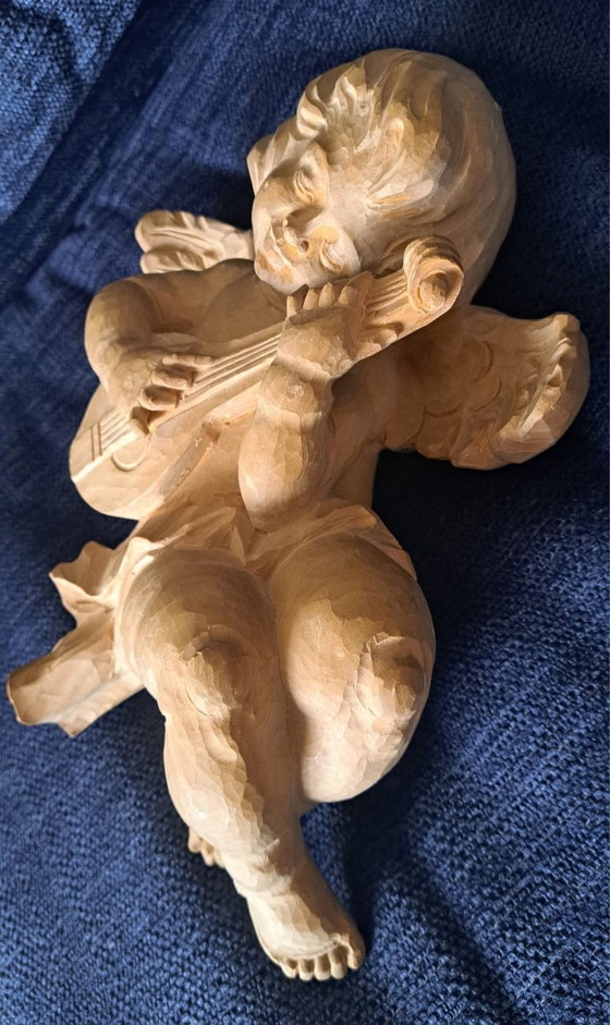 Image 1 of Hand-carved wooden Cherub