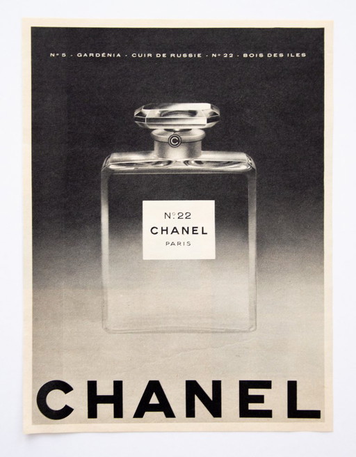 Original Vintage Chanel No. 22 Advertisement Poster 1963 / Encadré / 33x25cm / Very Good Condition / Plakat