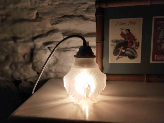 Image 1 of Baladeuse Tulipe en Verre Dépoli – Design Floral Vintage