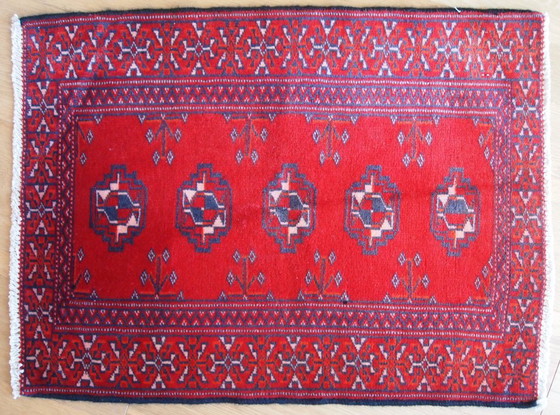 Image 1 of Vintage Turkmen Rug 1.9'x2.6' - 1970s Bright Red Tribal (1C204)