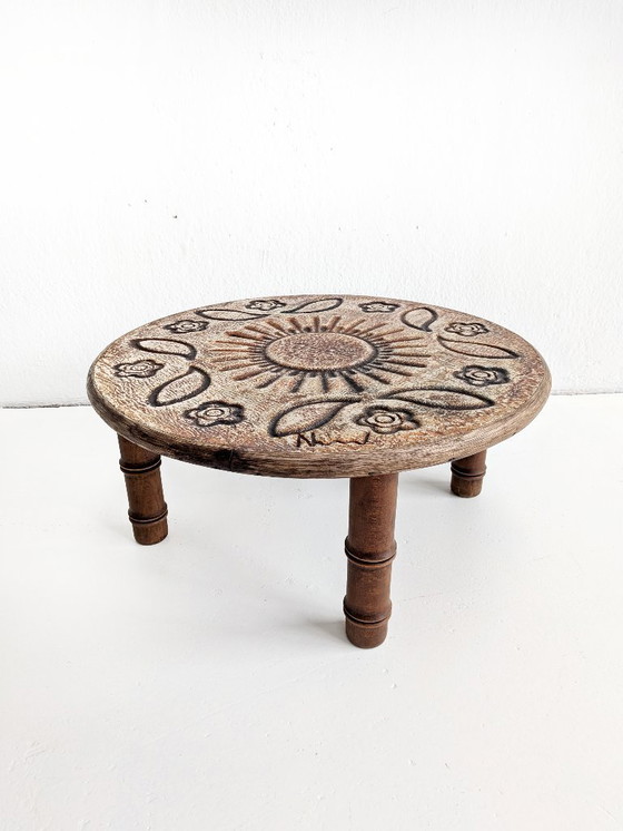 Image 1 of Tavolino rotondo in pietra lavica di François Chaty per Vallauris, anni '60