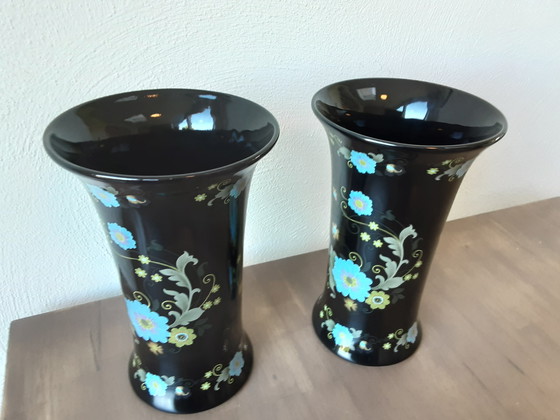 Image 1 of Twee Vintage Vazen Gouda Plateel