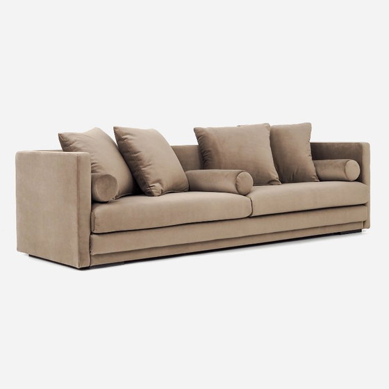 Image 1 of Divano MALMO in velluto marrone, design scandinavo