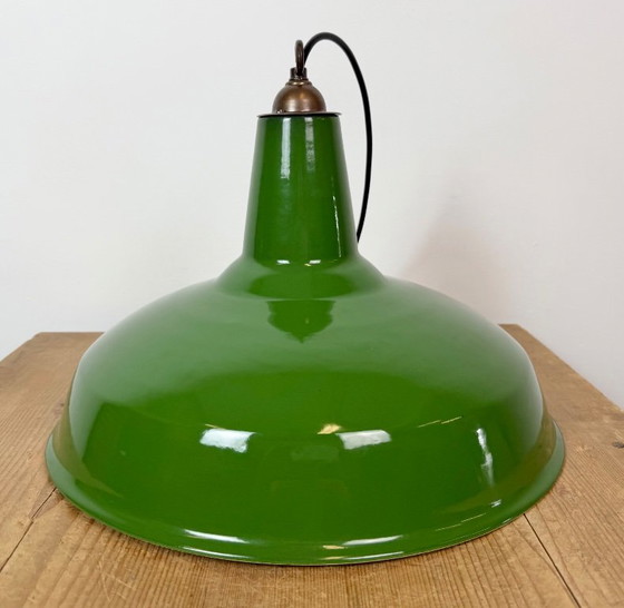 Lámpara colgante industrial de esmalte verde de Jackson Electrical Co., década de 1960 – Lámparas colgantes (photo 17 of 18)