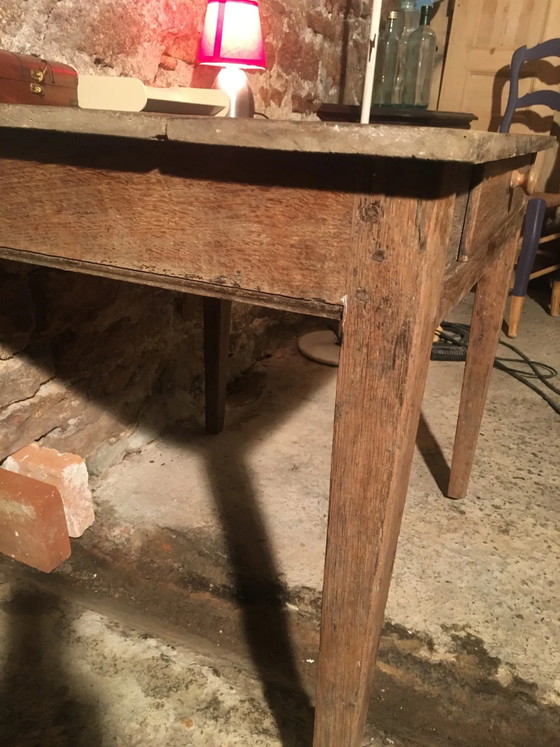 Eiken/populier bijzettafel met lade – Vintage (photo 10 of 14)