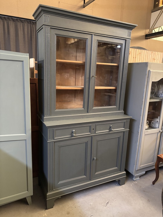 Vintage Brocante Buffetkast – Buffetkasten, Wood, Glass (photo 4 of 10)