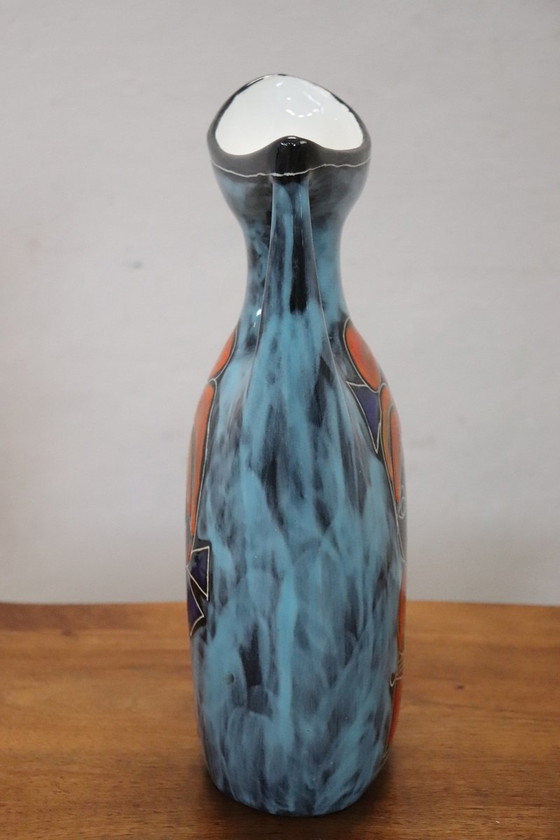 Image 1 of Vaas van keramiek met meisjesgezicht-decoratie, Italië 1960