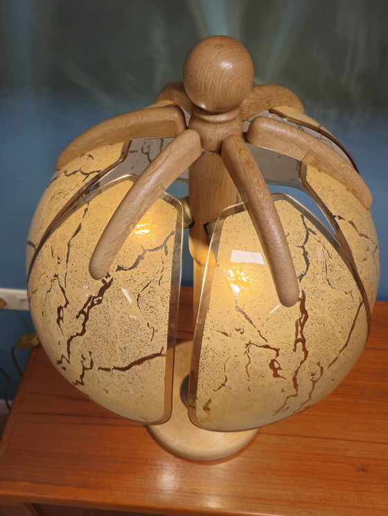 Image 1 of Vintage Table Lamp Desk Lamp Wood Glass Brass