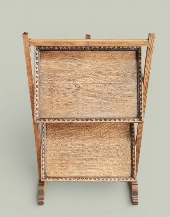 Image 1 of Geräuschloser Servierwagen, Massivholz – Ende des 19. Jahrhunderts – Minimalistischer Servierwagen