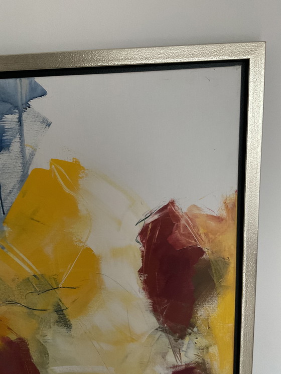 Image 1 of Kleurrijke abstracte compositie van acrylverf op doek