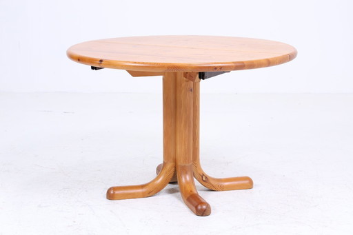 Vintage pine kitchen table 60s | Mid - Century dining table table retro 70s wood extendable #05-41